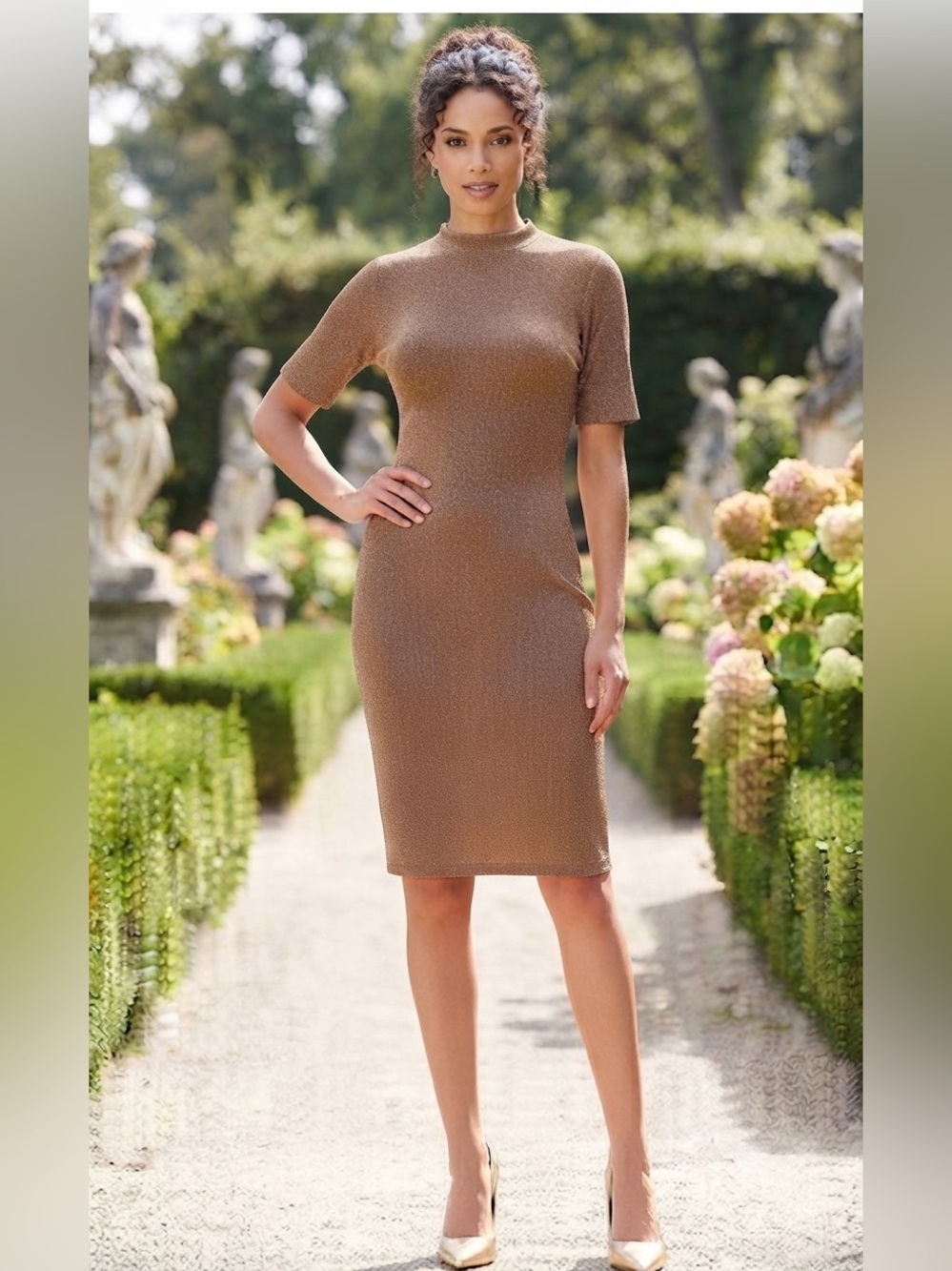 INC Brown Gold Knit Dress - Picture 8 of 8